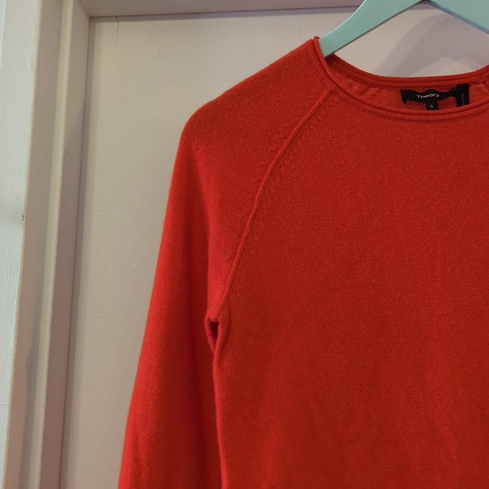 Theory 100% Cashmere Crewneck Sweater S Orange - Picture 3 of 7